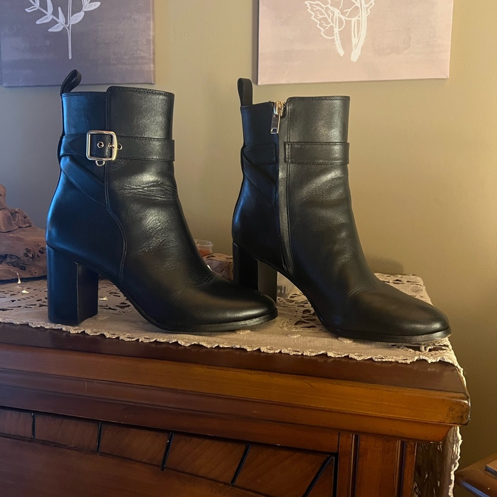 Coach Black Leather Ankle Boots
